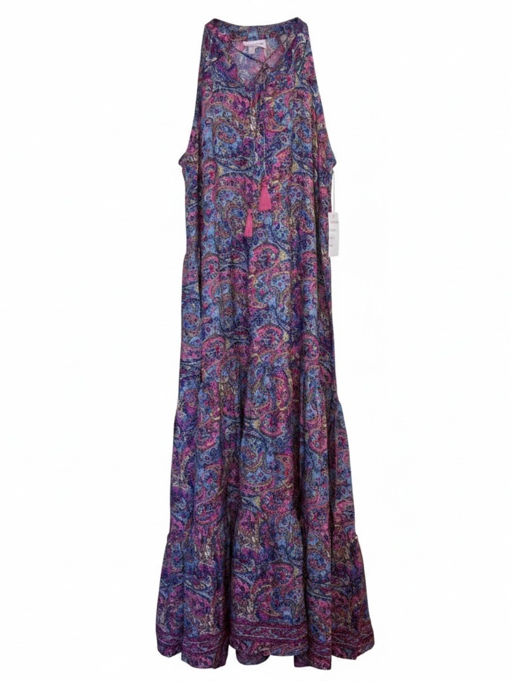 Boho Tie-Neck Maxi Dress in Purple Paisley - Picture 4 of 5
